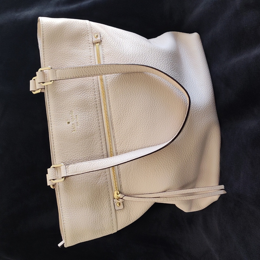 Kate Spade leather tote in cream, with bonus canvas tote in pink